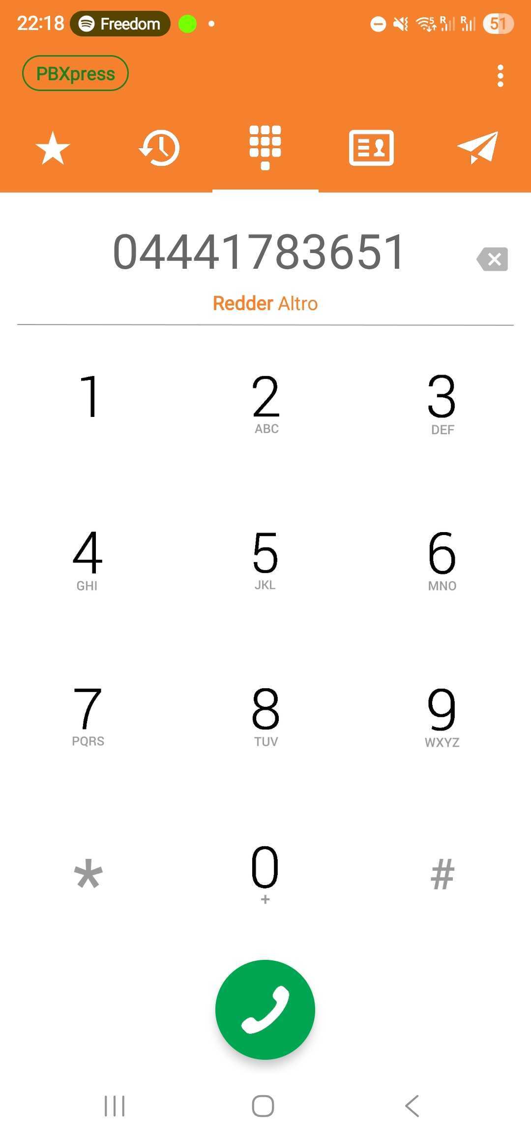 Dial pad dell'app PBXpress Mobile